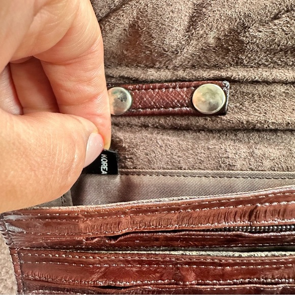 Vintage 70s Burgundy Red Eel Skin Leather Cross Body Purse &/or Clutch - Picture 5 of 12